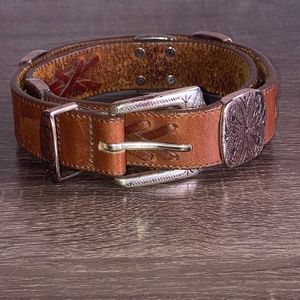Womens Small Brighton  Western Belt Leather w/Silver Detail